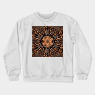 GOLDEN BROWN Leather-bound BOOK KALEIDOSCOPE DESIGN and PATTERN Crewneck Sweatshirt